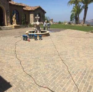 large driveway in la Jolla pavers cleaning and sealing