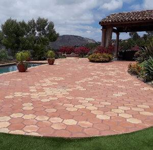 red Mexican tile pool deck