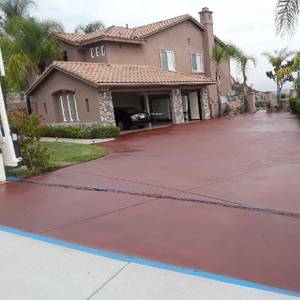 Terracotta driveway concrete staining