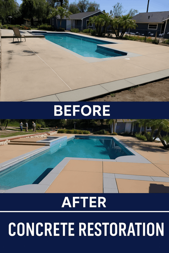 alt="concrete hardscape restoration, staining and sealing services"